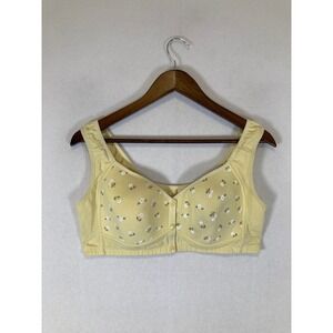 Coquette Grandma‎ Core Women 3XL Yellow Floral Front Button Comfort Bralette Bra